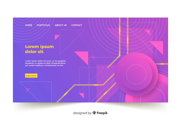 Kostenlose Vektor landingpage-vorlage für geometrische formen