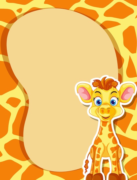 Kostenlose Vektor leere bannervorlage mit giraffe