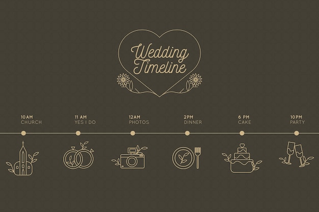 Kostenlose Vektor lineare hochzeit timeline