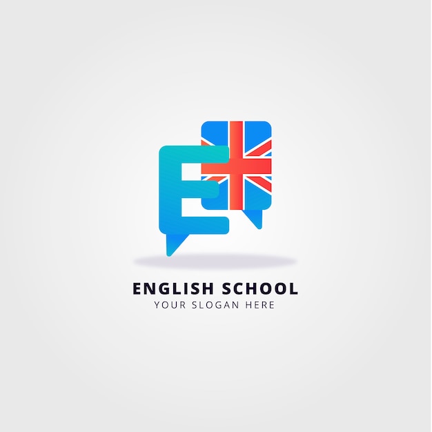 Logo-Design der englischen Schule mit Farbverlauf