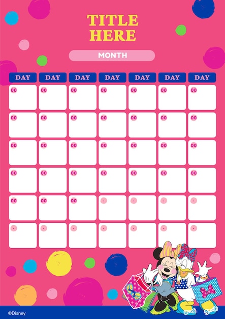 Minnie Maus monatlicher Kalender