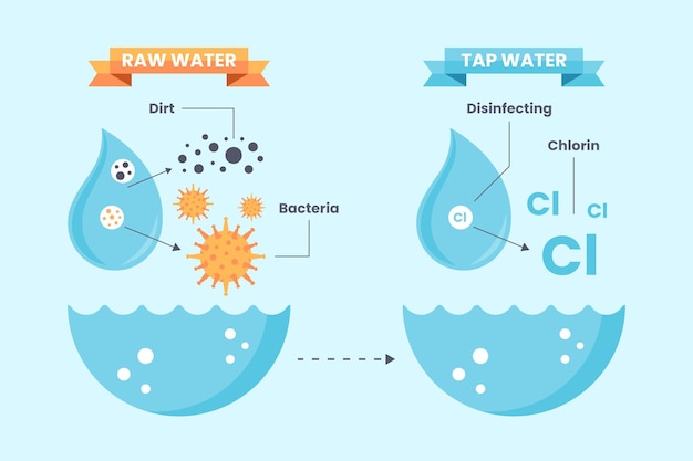 Kostenloser Vektor mit chlor desinfiziertes rohwasser