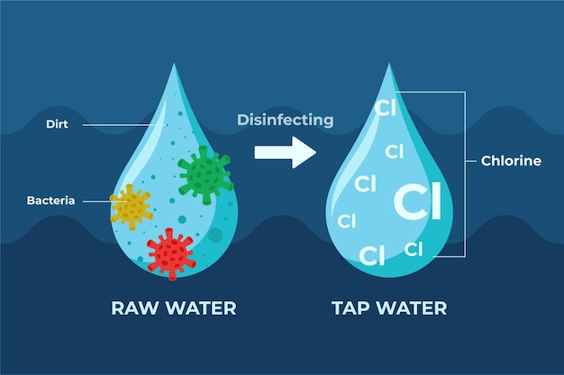 Kostenlose Vektor mit chlor desinfiziertes rohwasser