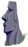 Kostenloser Vektor moai auf der osterinsel isolierte vektor-cartoon-steinskulptur