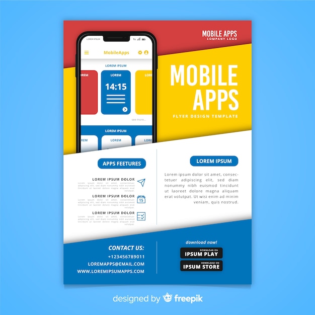 Kostenlose Vektor mobile app-flyer-vorlage