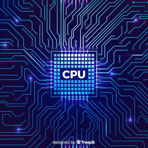 Kostenlose Vektor moderner cpu-hintergrund mit linearem stil