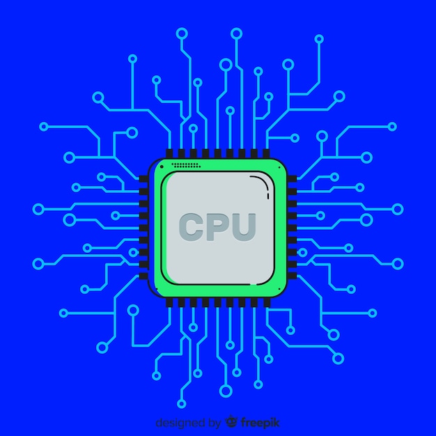 Kostenloser Vektor moderner cpu-hintergrund mit linearer art