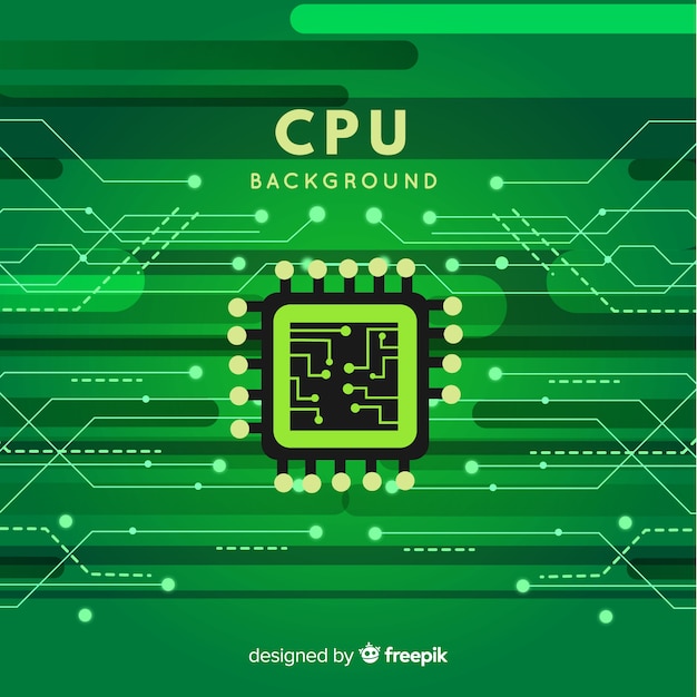 Kostenloser Vektor moderner grüner cpu-hintergrund