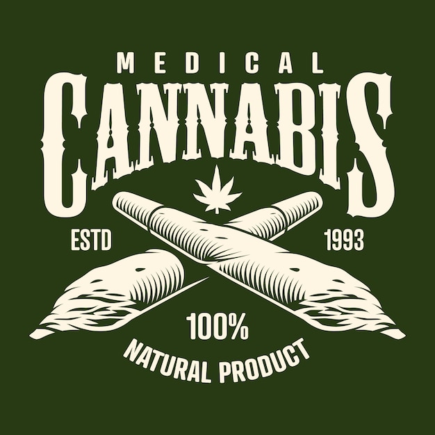 Monochromes Cannabis-Emblem