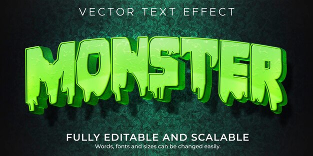 Monster-Cartoon-Texteffekt; bearbeitbarer Comic und lustiger Textstil