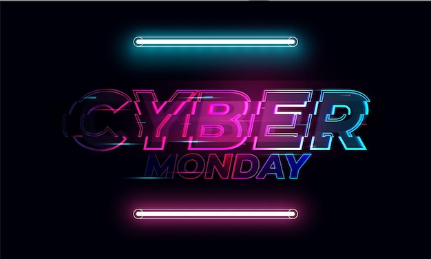 Neon Cyber Monday Bannertext und Titel von Cyber Monday