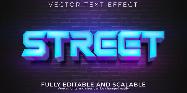 Neon Street Text-Effekt, bearbeitbarer Retro- und leuchtender Textstil