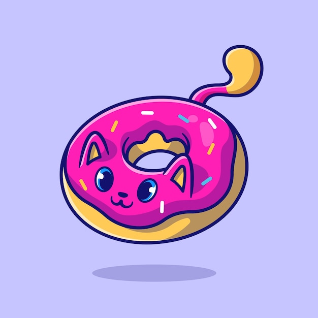 Kostenlose Vektor nette katze donut cartoon illustration