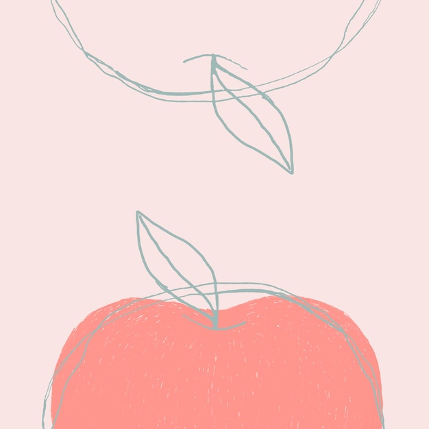 Kostenlose Vektor obst-doodle rosa apfel-vektor-design-raum