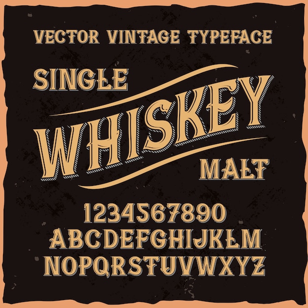 Original-Etikettenschrift mit dem Namen "Whiskey".