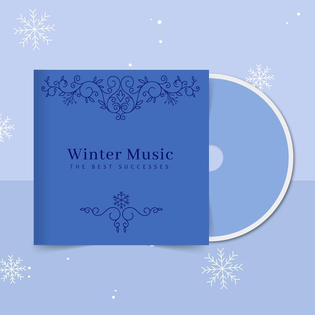 Kostenlose Vektor ornamental winter cd cover vorlage