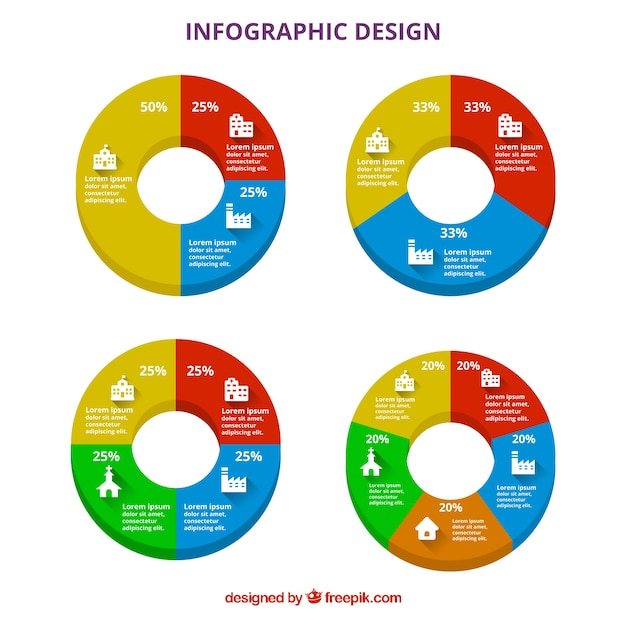 Kostenlose Vektor packung von kreisdiagrammen