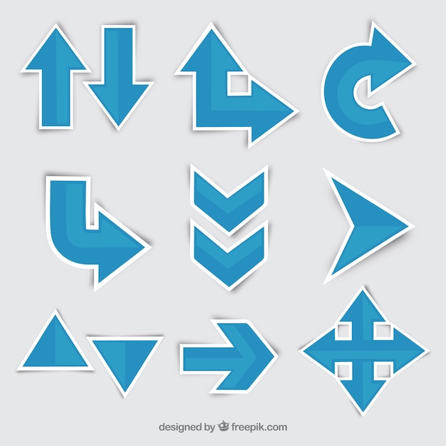 Kostenlose Vektor packung von pfeilaufklebern