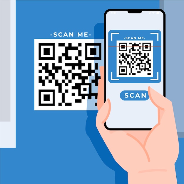 Kostenloser Vektor qr-code des smartphones scannen