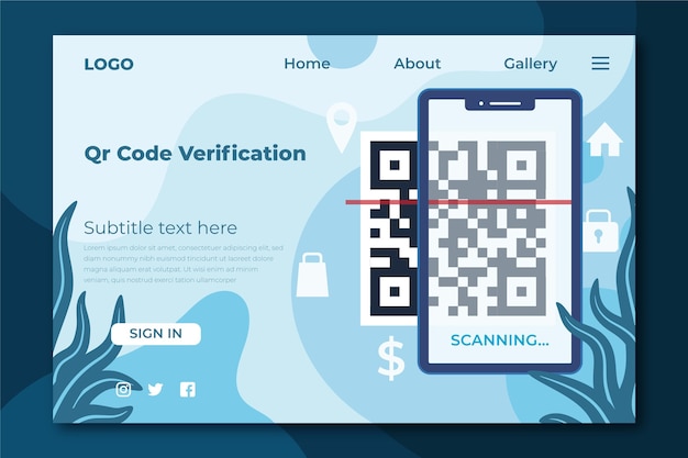 Kostenlose Vektor qr-code-verifizierungs-landingpage