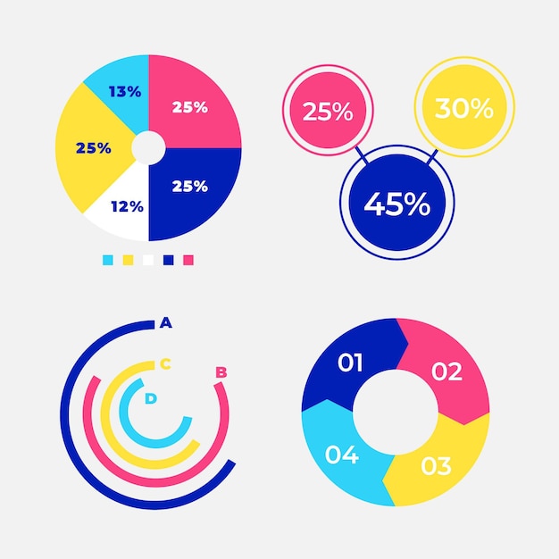 Kostenlose Vektor radialer infografik-satz