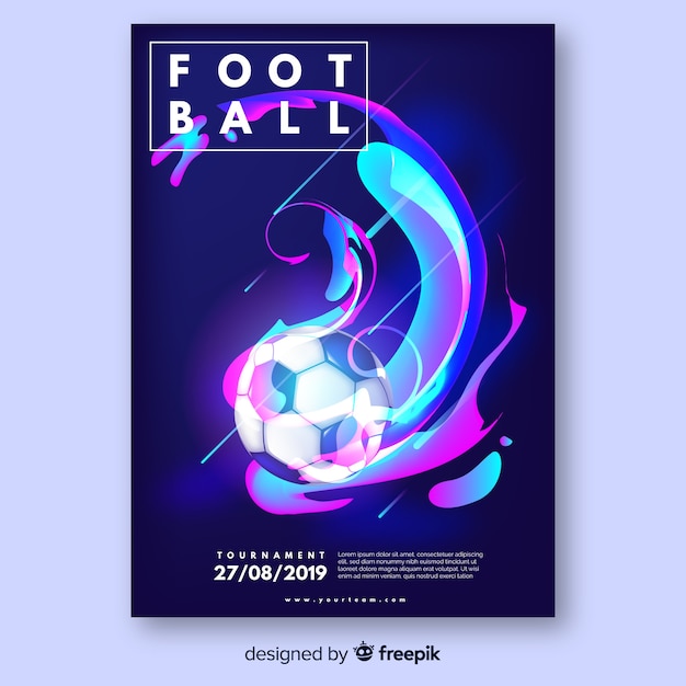 Kostenloser Vektor realistische fußball plakat vorlage