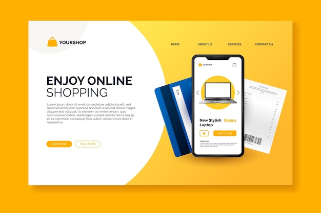 Realistische Online-Shopping-Landingpage