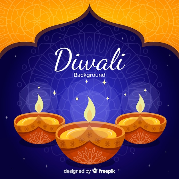 Kostenloser Vektor reizender diwali hintergrund mit flachem design