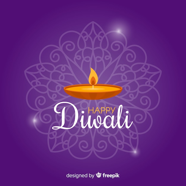 Reizender Diwali Hintergrund mit flachem Design