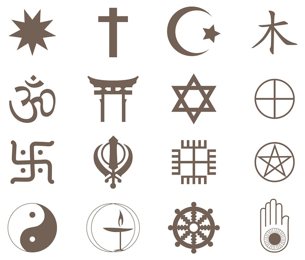 Kostenlose Vektor religiöse symbole isolierter satz