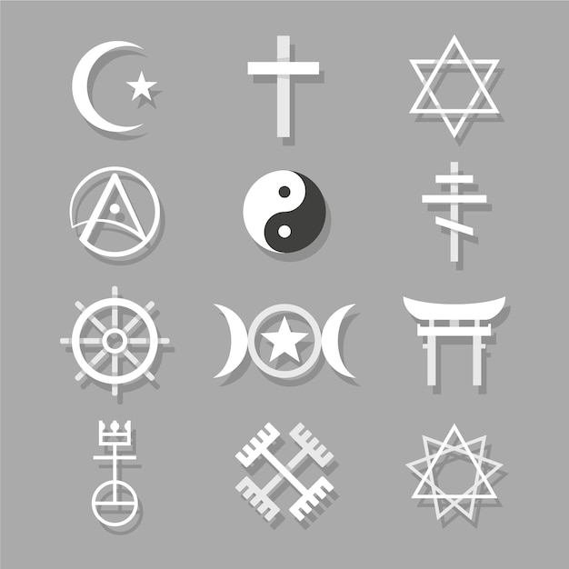 Kostenlose Vektor religiöse symbolsammlung des flachen designs