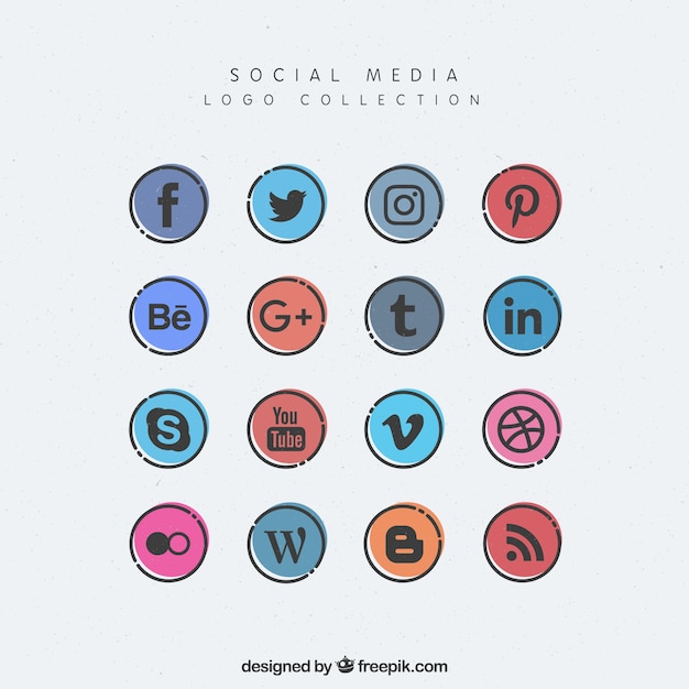 Kostenlose Vektor rund social media icons