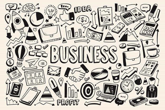 Sammlung von einfarbigen Business-Doodles