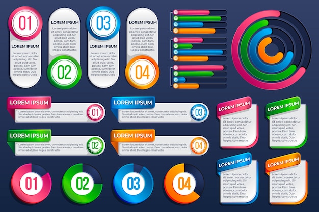 Sammlung von Gradienten-Infografik-Elementen