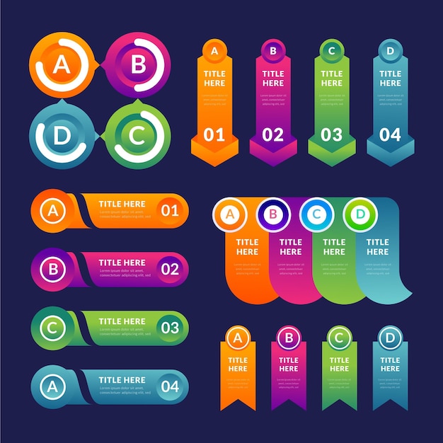 Sammlung von Gradienten-Infografik-Elementen