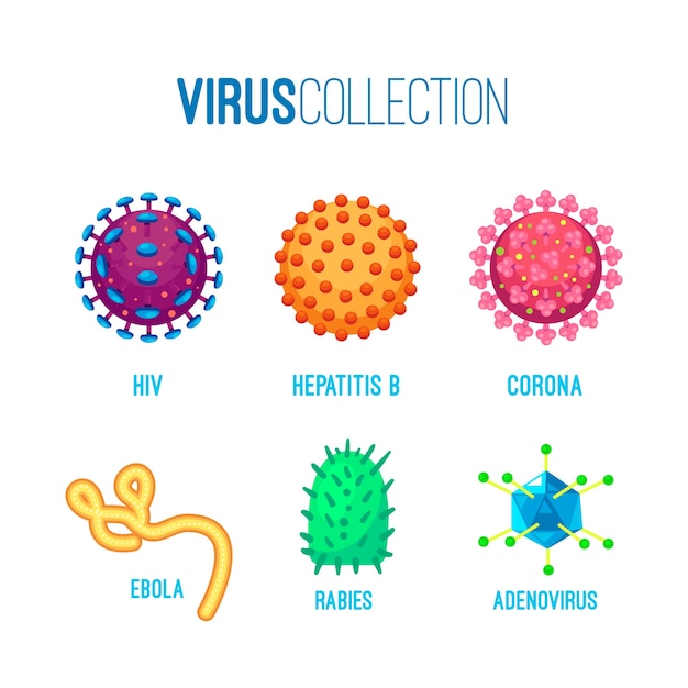 Kostenlose Vektor sammlung von infektionsbakterien und pandemieviren