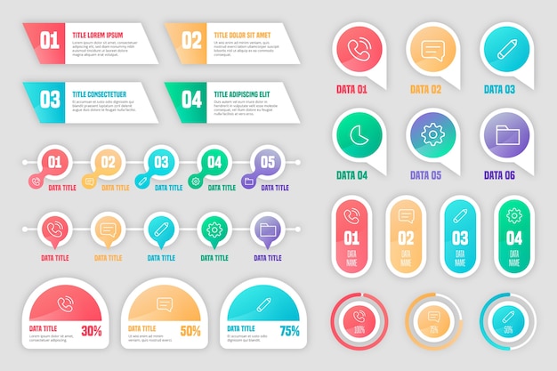 Kostenloser Vektor sammlung von infografik-elementen