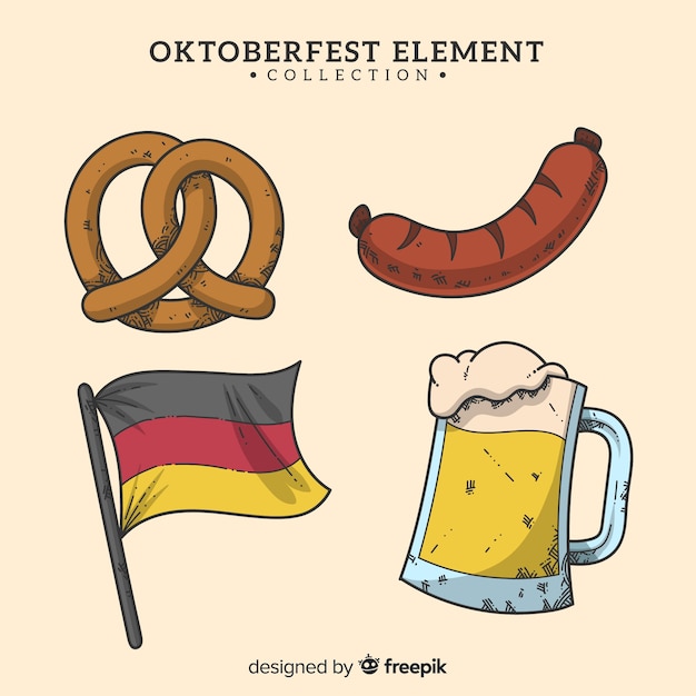 Kostenlose Vektor sammlung von oktoberfest-elementen