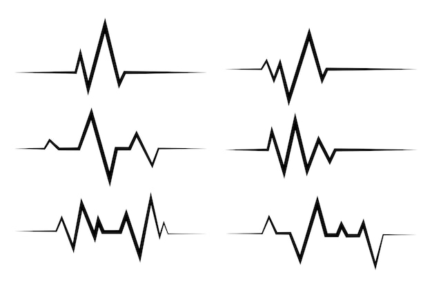 Sammlung von sechs EKG-Herzschlaglinien