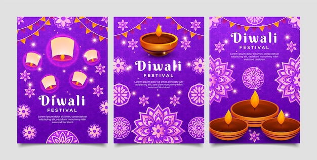 Sammlung von Verlaufskarten für die Diwali-Feier