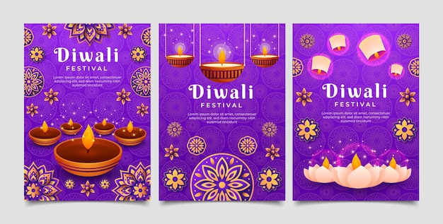 Sammlung von Verlaufskarten für die Diwali-Feier