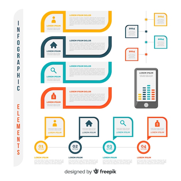 Kostenloser Vektor sammlung von verschiedenen infografik-elementen