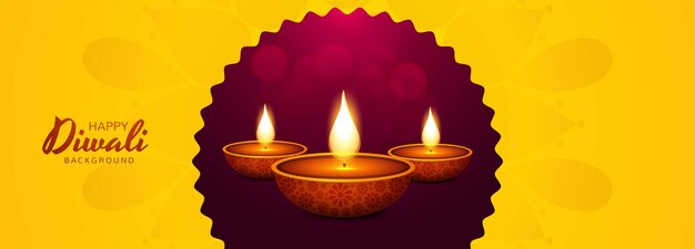 Kostenlose Vektor schöner diwali diya öllampe feier banner hintergrund