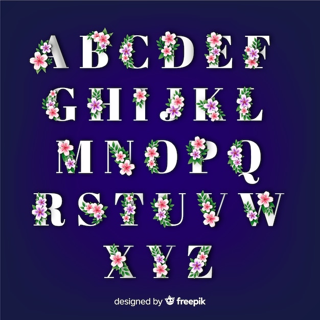 Schönes Alphabet mit Blumen