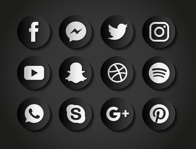 Kostenlose Vektor schwarz social media icons