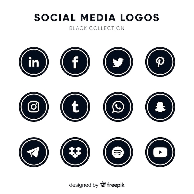 Schwarze Social Media-Logos