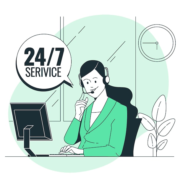 Service 24 7 Konzeptillustration