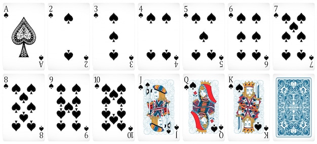 Set von Poker-Karten mit Front- und Rücken-Design