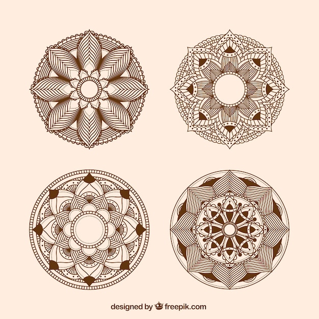 Kostenloser Vektor set von vintage mandalas