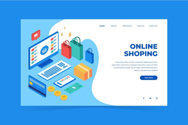 Shopping Online-Landingpage illustriert